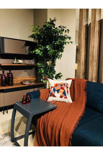 LUWİNO HOME İnce Yapılı Saçaklı Koyu Kiremit Rengi Çok Amaçlı Koltuk Örtüsü,tv Şalı 170*210 Cm