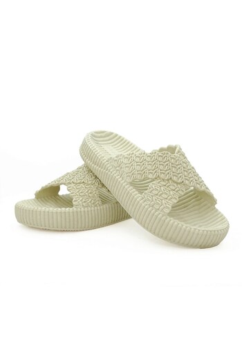 LETAO Twingers Women's Beige Non-Slip Sole Pool Beach Wet Floor Slippers