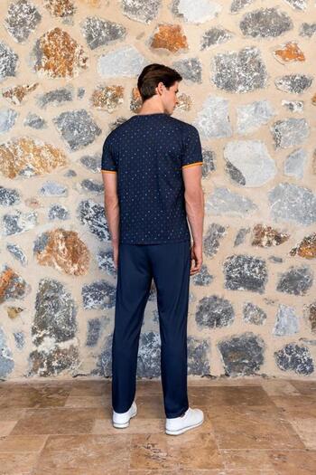 Doreanse Men's Plus Size Short Sleeve Pajama Suit Navy Blue