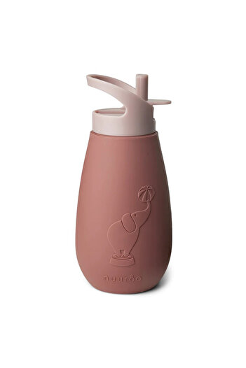 Nuuroo Pax Silicone Drinker with Straw Mahogany Pink 350 ml