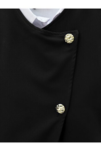Modamorfo Wide Leg Trousers Suit with Waistcoat Belt -Black