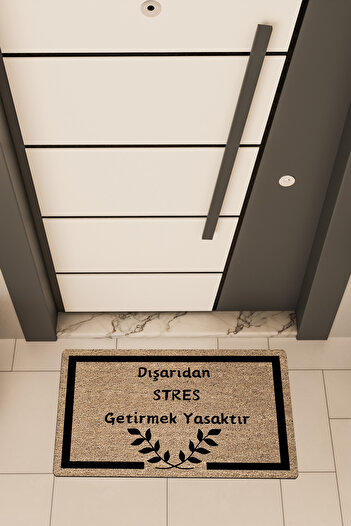 Dormot High Quality Digital Printing Brown with Frame Stress Is Forbidden Themed Door Front Mat