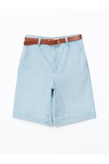 LC Waikiki Lcw Jeans Standard Fit Women's Jeans Shorts with Waist Belt