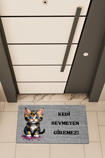 Dormot High Quality Digital Printing Gray, Colorful Cat Cannot Love It Themed Door Mat