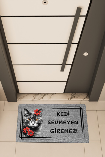 Dormot High Quality Digital Print Gray, Fancy, Cat-Loving Doorstep Mat