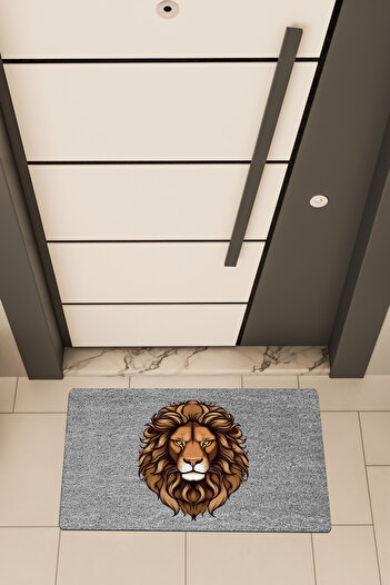 Dormot High Quality Digital Printing Gray, Lion Theme Door Front Mat