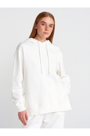 Dilvin 40401 Ecru Sweatshirt - Side Zip