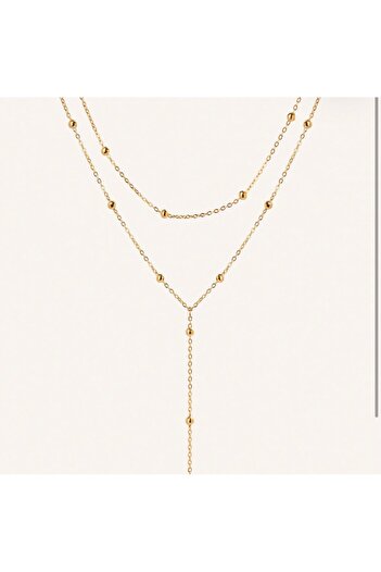 Hoop jewelery ÇELİK MİNİMAL ÇOKLU TOP ZİNCİR DEKOLTE KOLYE
