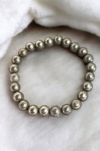 NBS Beautiful Naturel Stones Pyrite Natural Stone Bracelet (Believe in Luck and Ladybug, Well Known to Bring Success)