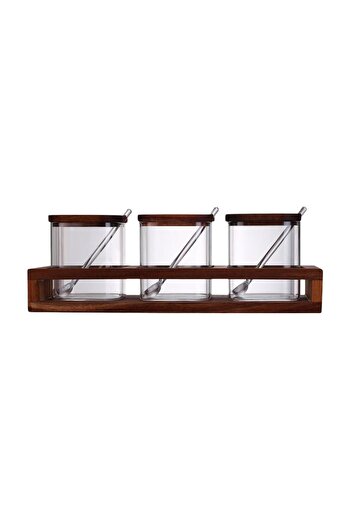 MİEN Mien Durable 3-Piece Large Size Glass Spice Rack Set -1323