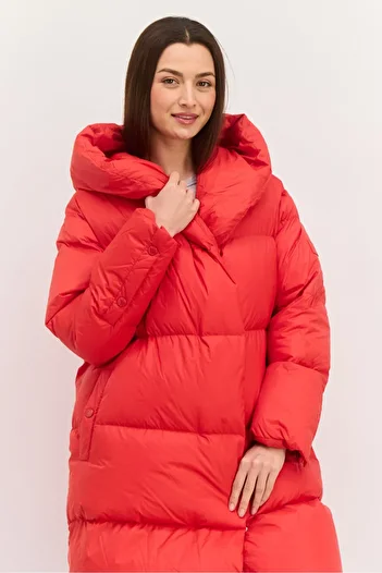 BOSS Women Solid Padded Down Parka Jacket, Red