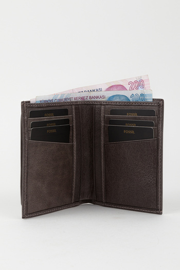 Fossil Boxed Genuine Leather Black Men's Hand Portfolio Card Holder Wallet with Extra Card Holder