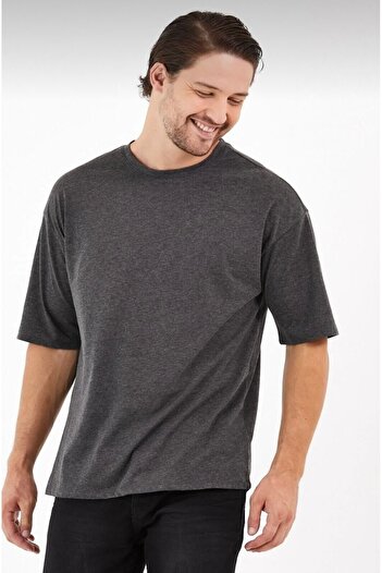 Dolunay İş Elbiseleri Unisex Cotton Khaki Crew Neck Oversize T-shirt