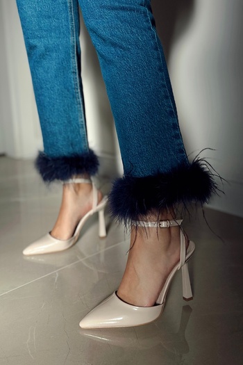 POLKA STORE Venus Pointed Toe Back Open Stiletto Strap Evening Dress Heeled Women's Shoes