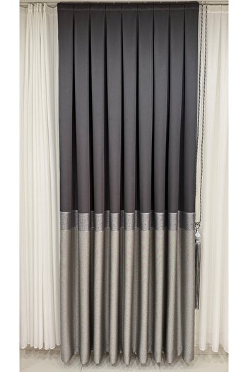 Fon Dünyası Anthracite Gray Silver Striped Board Backdrop - Single Wing