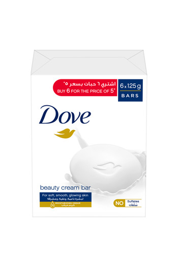 Dove Dove White Moisturizing Soap with a Nourishing Formula for All Skin Types, 6 Bars / 125g
