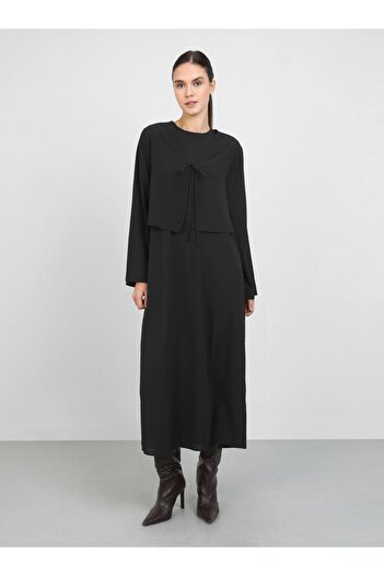 Refka Black Refka Cardigan and Dress Double Set