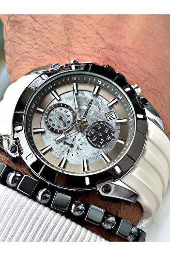 Chaperone White Color Sports Silicone Function Men's Wrist Watch+Bracelet by Reward
