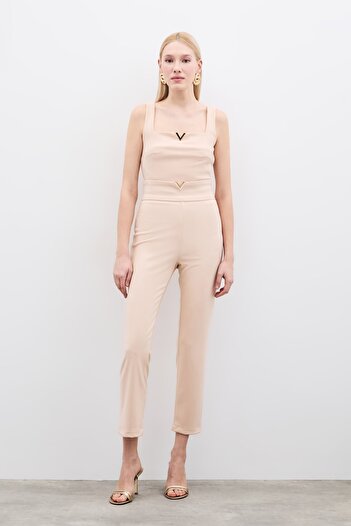 Sateen Pants with Beige Colored Waist Accessories