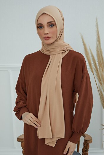 Aisha's Design Απλό χτενισμένο βαμβακερό σάλι, CTS-5, καφέ γαλακτώδες