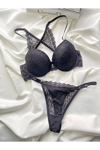 SATTENS Butterfly Detail on the Back Front Opening Clip-On Padded Bra Underwear Set
