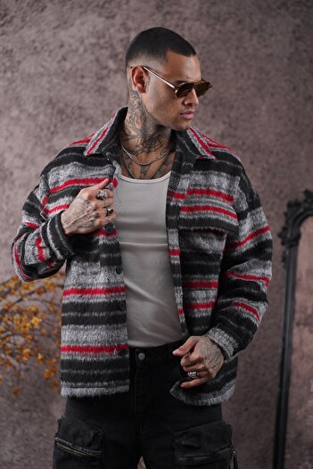 Butik Trend We Oversize Unisex Pocketed Stamp Lumberjack Shirt