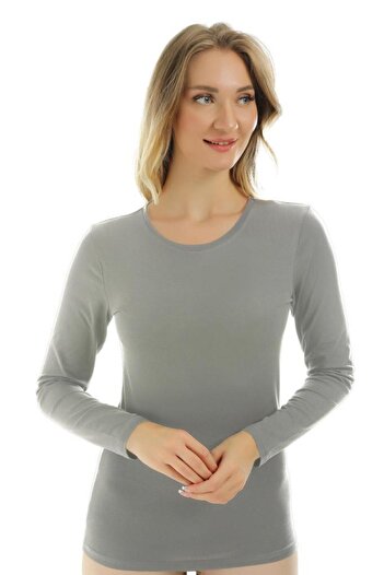 Almila Women's Slim Fit Bodysuit - Long Sleeve, Crew Neck, Cotton Fit 2040