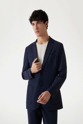 Guess Tyron Blazer Men's Navy Blue Jacket M5Rn09Wgup2-G7V2