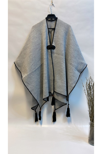 Onur Winter Knitwear Poncho - Solid Color, Edge Stripe, Fashion Trending Product - Store