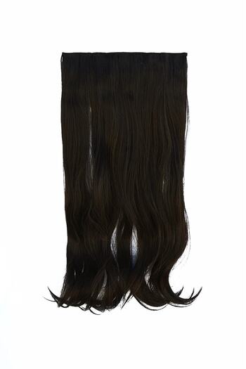 TAKIŞTIR Isıya Dayanıklı Yarımay Çıt Çıt Saç - Ht6k - Kestane Kahvesi - Dalgalı - 60 Cm - 110 Gr (Begüm)