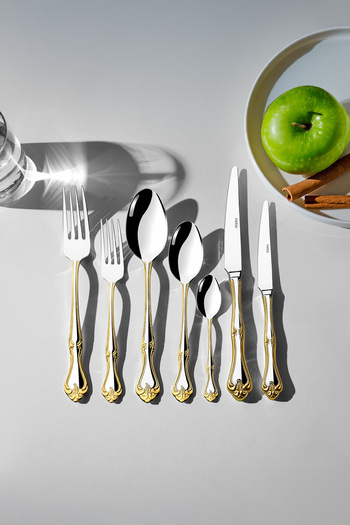 Nehir Lalezar Gold Plain 12 Person 84 Piece Boxed Fork Spoon Knife Set