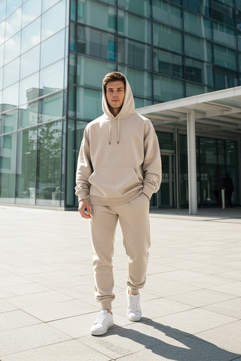 Trendyol Collection Stone Regular Cut Hooded Inside Fleece/Keep Warm Sweatshirt Trening Set TMNAW24EM00002