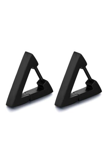 ema Stainless Steel 316L Black 16mm Triangle Unisex Pair Earrings