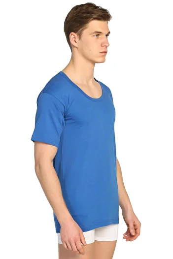 Seher Men's Colorful Undershirt Short Sleeve Crew Neck 6 Pack 0002