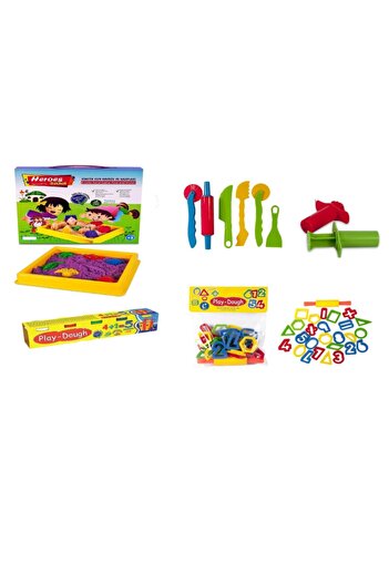 HEROES Kinetic Sand Set Play Pool Play Dough Roller And Injector Set Number Molds