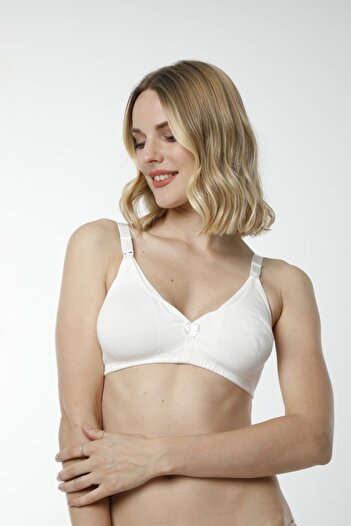 Hmd Women's 100% Cotton Ecru Nursing Bra & Comfortable Texture