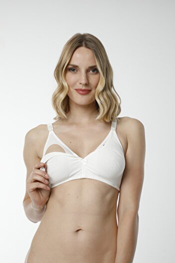 Hmd Women's 100% Cotton Ecru Nursing Bra & Comfortable Texture