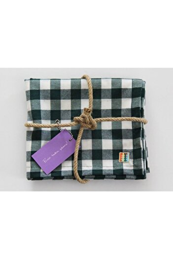 Çizgikare Nefti Green Checked Runner (Service Cover)