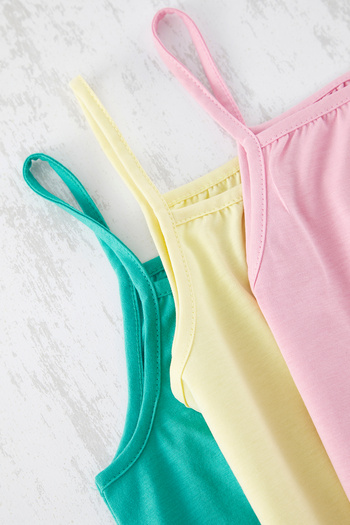 TRENDYOLKIDS Mint-Powder-Yellow 3-Strap Knitted Tank Top Tkdss25Al00005