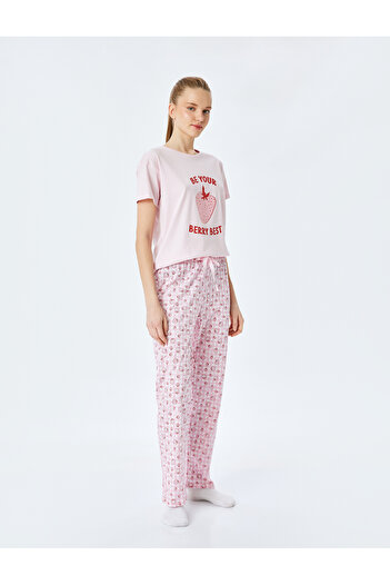 Koton Çilek Baskılı Kısa Kollu Pamuklu Pijama Takımı