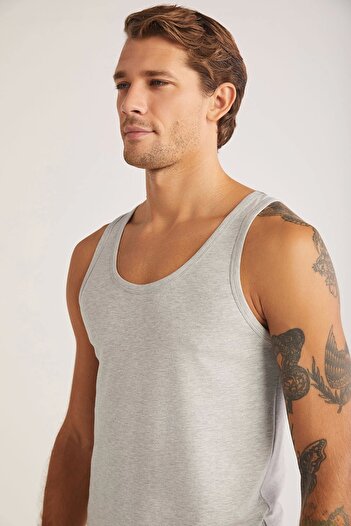 Kom Scott 2-Piece Basic Men's Tank Top with Straps - Gray