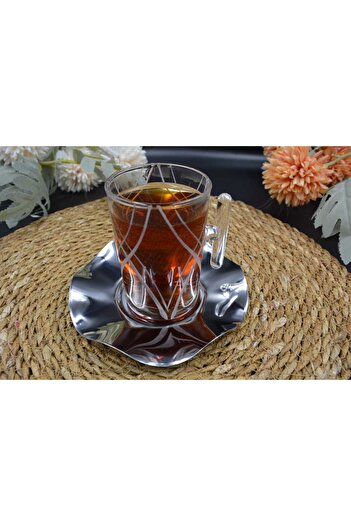 CAN 18 Parça Modern Cam Çay Fin Seti Ve Mira Sunum Takımı