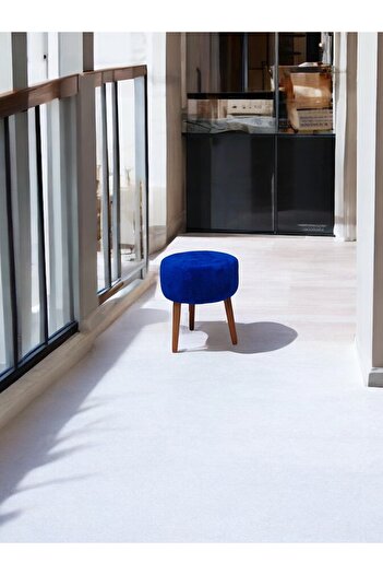 Edam Mavi Çay Seti İkili Koltuk Berjer ve Puf Takımı (Salon, Balkon, Ofis) 3'lü Takım
