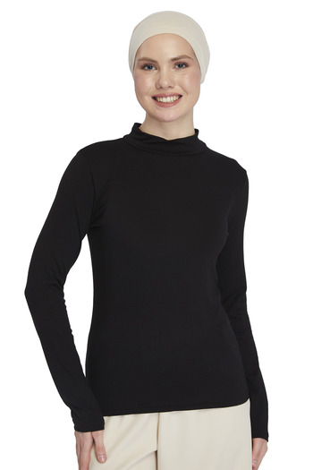 Altobeh Women's Organic Long Sleeve Turtleneck Bodysuit - Black