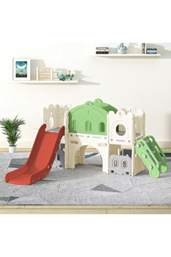 Babylove منزلق كبير مع منطقة لعب وجسر عبور وحلقة كرة 185X221X106 سم أخضر 28-001-11G