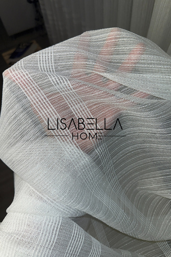LisabellaHome Pearl White Stripe Tulle Curtain Without Pleats