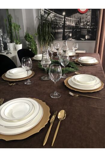 Decamor home Velvet Textured Carefree Brown Tablecloth