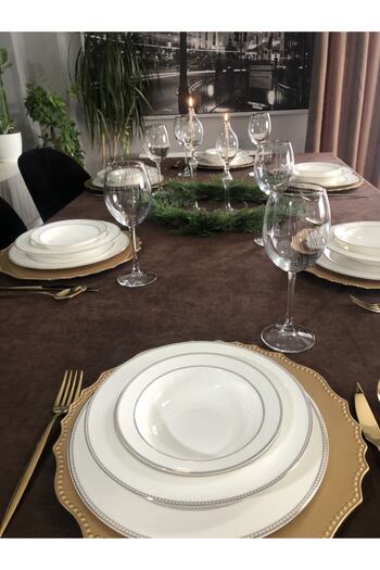 Decamor home Velvet Textured Carefree Brown Tablecloth