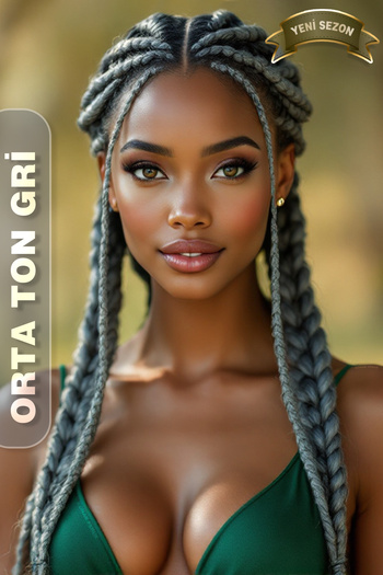 KONAK PERUK African Negro Braid - Grey Synthetic Hair for Rasta and Box Braid