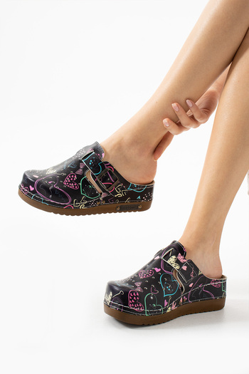 DOGİYE 3082 Neon Shapes Printed Perforated Anatomical Slippers